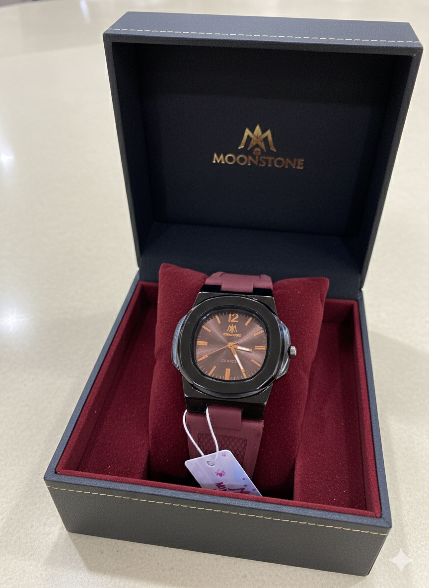 Modern Gentleman's Timepiece: Forest Green & Burgundy Dial | Waterproof Silicone Strap