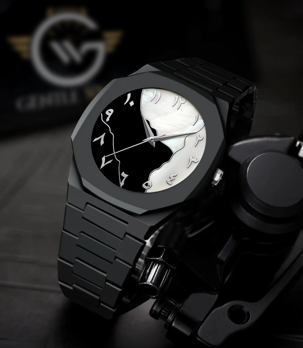 Men’s Black Aura Watch – Premium Black Marble Stone Dial | Luxury Wristwatch