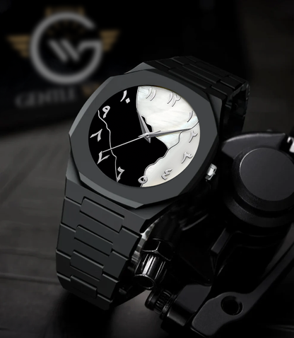 Men’s Black Aura Watch – Premium Black Marble Stone Dial | Luxury Wristwatch