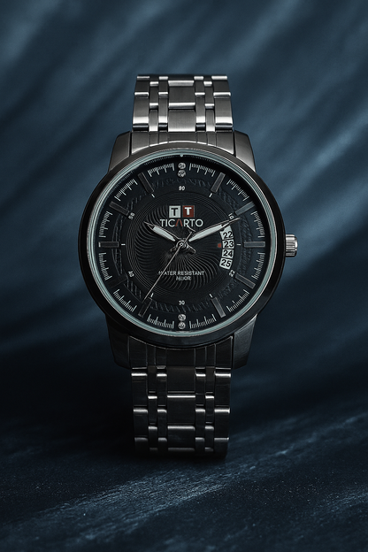 Ticarto Classic Watch – Half Moon Date Display | Available in Peach, Black & White Dials