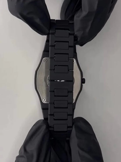 Men’s Black Aura Watch – Premium Black Marble Stone Dial | Luxury Wristwatch