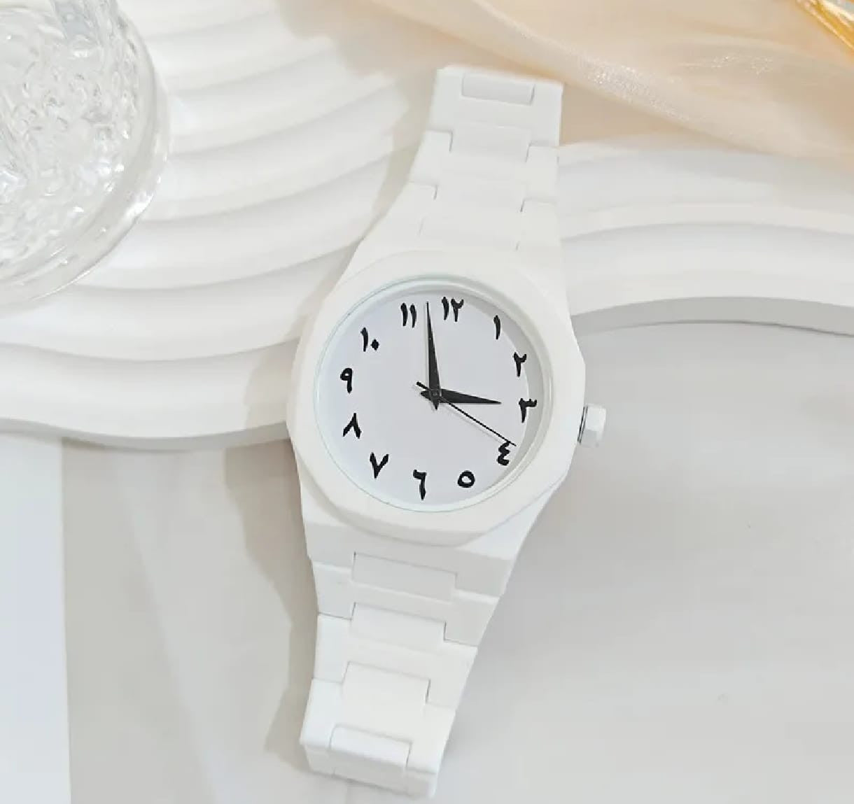 Men’s White Arabic Aura Watch – Premium Minimalist Arabic Dial | Modern Luxury Men’s Timepiece